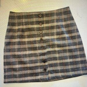 Sugarlips Gray Plaid Button-Front Mini Skirt